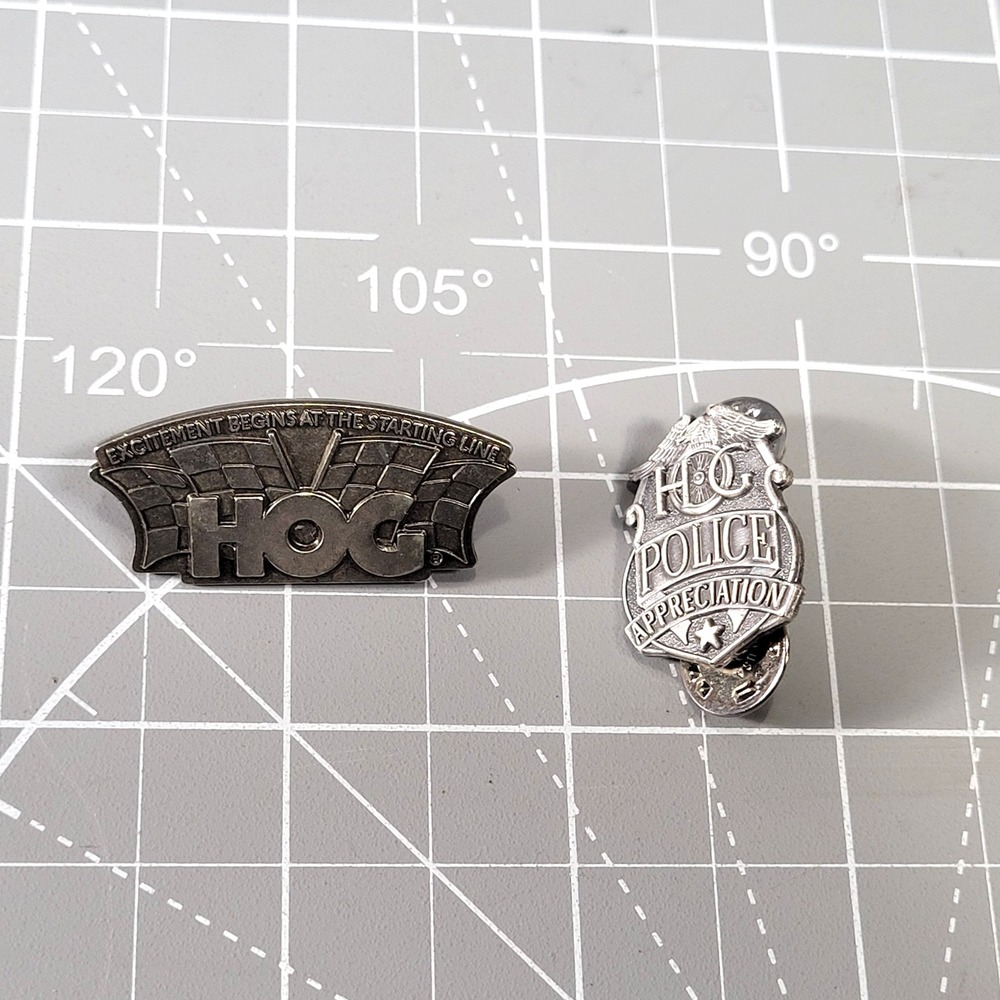 HOG Harley Owners Group Lapel Pins Set 2 Police Appreciation Starting Line Biker